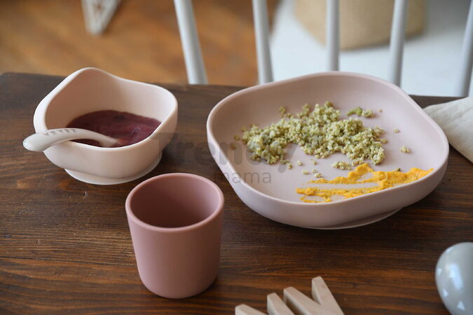 Jedálenská súprava Silicone Meal Set Cotton Candy Beaba zo silikónu 4 dielna ružová od 4 mes