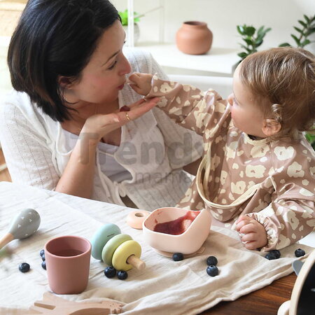 Jedálenská súprava Silicone Meal Set Cotton Candy Beaba zo silikónu 4 dielna ružová od 4 mes
