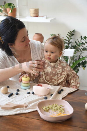 Jedálenská súprava Silicone Meal Set Cotton Candy Beaba zo silikónu 4 dielna ružová od 4 mes