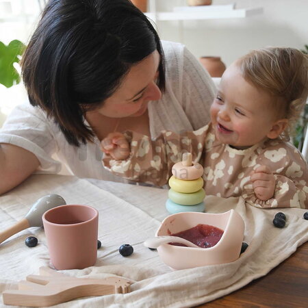 Jedálenská súprava Silicone Meal Set Cotton Candy Beaba zo silikónu 4 dielna ružová od 4 mes