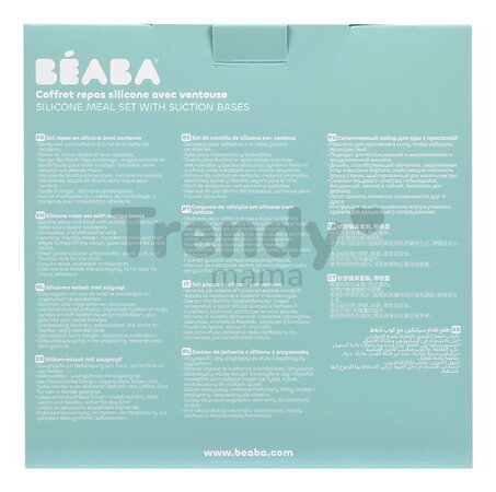 Jedálenská súprava Silicone Meal Set Pebble Beaba zo silikónu 4 dielna zeleno-sivá od 4 mes