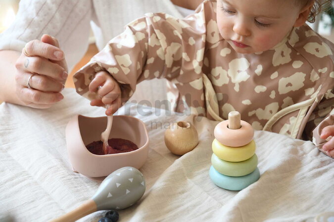 Miska pre bábätká Silicone Suction Bowl Cotton Candy Beaba zo silikónu s prísavkou ružová od 4 mes