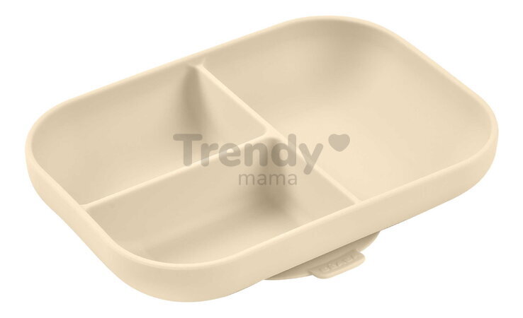 Tanier pre bábätká Divided Silicone Plate Clay Beaba zo silikónu rozdelený béžový od 4 mes BE913614
