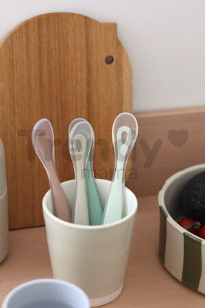 Prvé tréningové lyžičky First Age Silicone Spoons Natural Set Beaba zo silikónu na samostatné jedenie 4 kusy od 4 mes BE913625