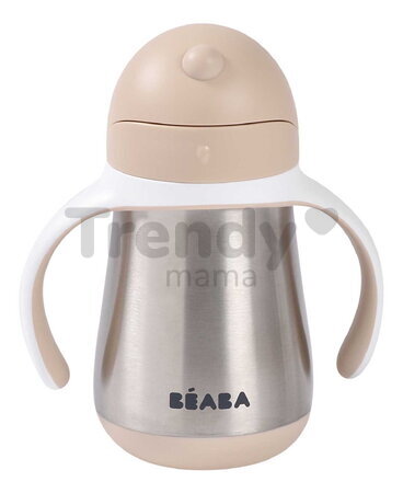 Fľaša s dvojitými stenami Stainless Steel Straw Cup Clay Beaba z nehrdzavejúcej ocele 250 ml hnedá od 8 mes