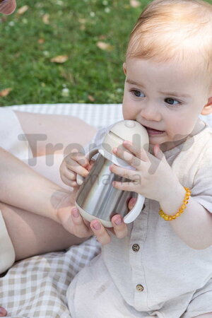 Fľaša s dvojitými stenami Stainless Steel Straw Cup Clay Beaba z nehrdzavejúcej ocele 250 ml hnedá od 8 mes