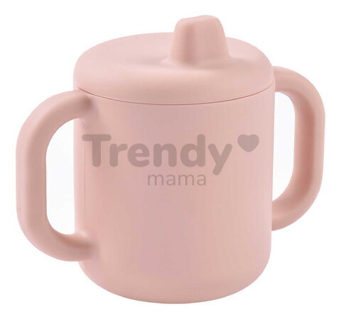 Hrnček pre bábätká Silicone Training Cup Cotton Candy Beaba s vrchnákom na samostatné pitie ružový od 8 mes