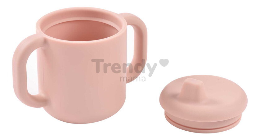 Hrnček pre bábätká Silicone Training Cup Cotton Candy Beaba s vrchnákom na samostatné pitie ružový od 8 mes