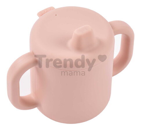 Hrnček pre bábätká Silicone Training Cup Cotton Candy Beaba s vrchnákom na samostatné pitie ružový od 8 mes