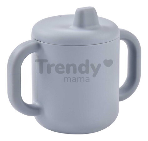Hrnček pre bábätká Silicone Training Cup Pebble Beaba s vrchnákom na samostatné pitie sivý od 8 mes
