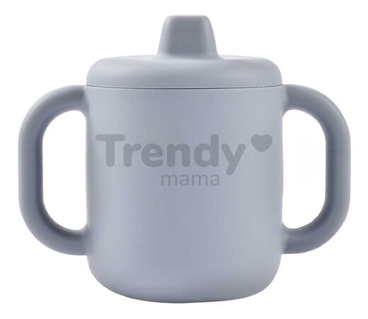 Hrnček pre bábätká Silicone Training Cup Pebble Beaba s vrchnákom na samostatné pitie sivý od 8 mes