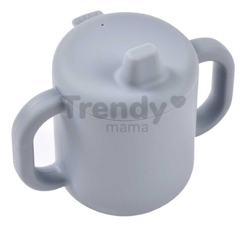Hrnček pre bábätká Silicone Training Cup Pebble Beaba s vrchnákom na samostatné pitie sivý od 8 mes