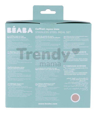 Jedálenská súprava Stainless Steel Meal Set Cotton Candy Beaba z nehrdzavejúcej ocele 3 dielna ružová od 4 mes
