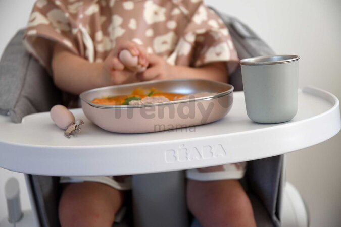 Jedálenská súprava Stainless Steel Meal Set Cotton Candy Beaba z nehrdzavejúcej ocele 3 dielna ružová od 4 mes
