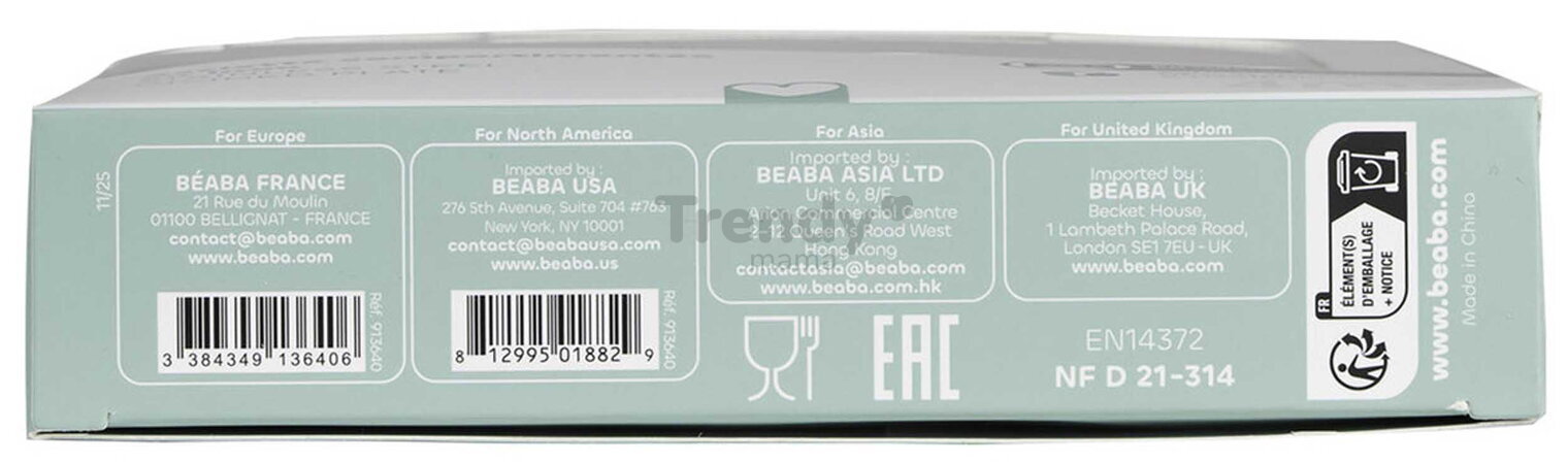 Tanier pre bábätká Stainless Steel Divided Plate Cotton Candy Beaba z nehrdzavejúcej ocele rozdelený ružový od 4 mes BE913640
