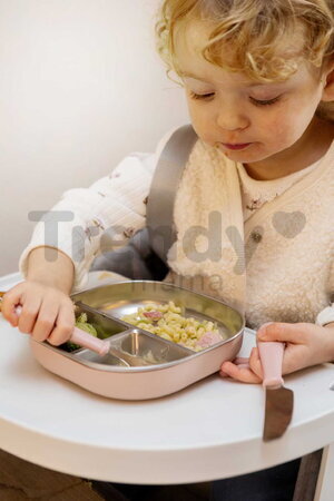 Detský príbor Stainless Steel Cutlery Set Cotton Candy Beaba z nehrdzavejúcej ocele lyžička vidlička a nôž ružový od 8 mes BE913643