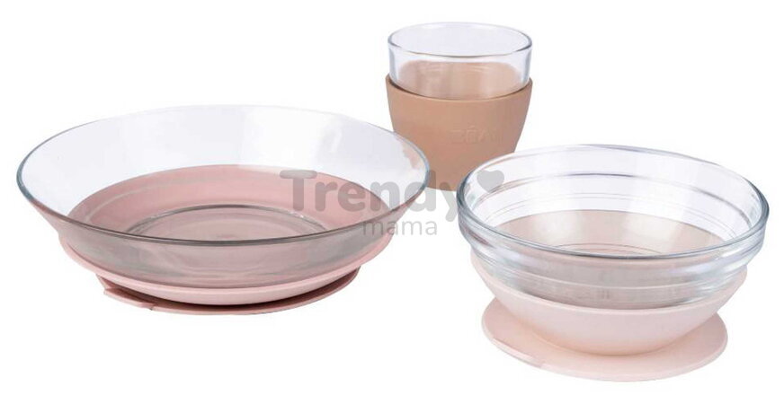 Jedálenská súprava zo skla Duralex Glass Meal Set Cotton Candy Beaba z vysokokvalitného temperovaného materiálu od 4 mes BE913644