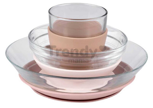 Jedálenská súprava zo skla Duralex Glass Meal Set Cotton Candy Beaba z vysokokvalitného temperovaného materiálu od 4 mes BE913644