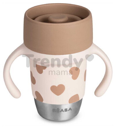 Hrnček pre deti Stainless Steel Learning Cup Click & Drink BigLove Beaba na samostatné pitie z nehrdzavejúcej ocele hnedý od 12 mes