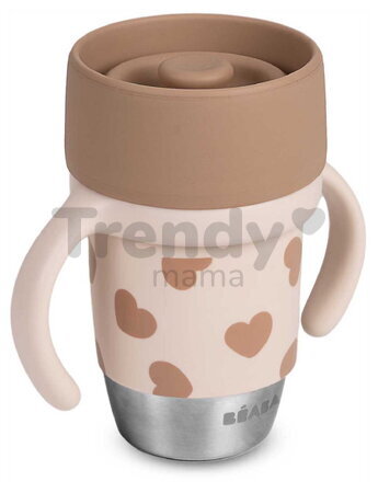Hrnček pre deti Stainless Steel Learning Cup Click & Drink BigLove Beaba na samostatné pitie z nehrdzavejúcej ocele hnedý od 12 mes
