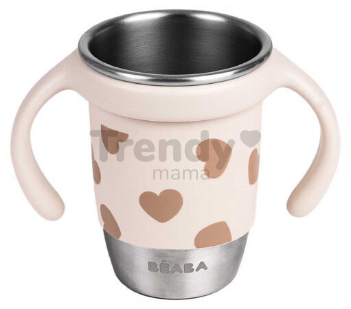 Hrnček pre deti Stainless Steel Learning Cup Click & Drink BigLove Beaba na samostatné pitie z nehrdzavejúcej ocele hnedý od 12 mes