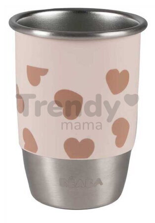 Hrnček pre deti Stainless Steel Learning Cup Click & Drink BigLove Beaba na samostatné pitie z nehrdzavejúcej ocele hnedý od 12 mes
