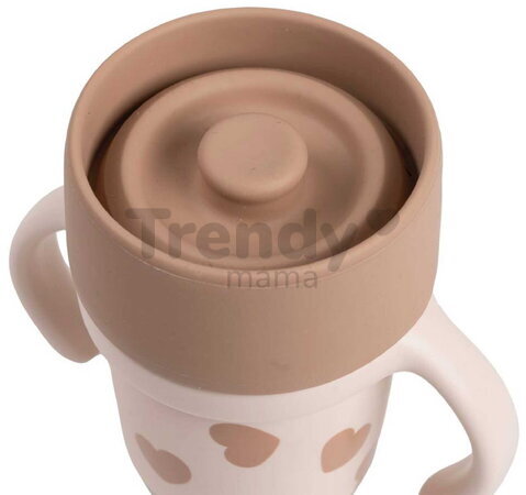 Hrnček pre deti Stainless Steel Learning Cup Click & Drink BigLove Beaba na samostatné pitie z nehrdzavejúcej ocele hnedý od 12 mes