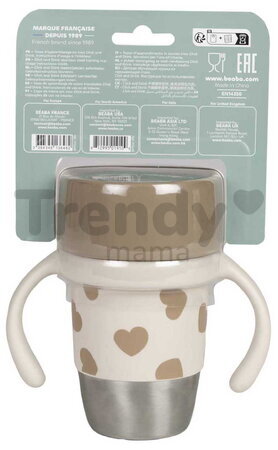 Hrnček pre deti Stainless Steel Learning Cup Click & Drink BigLove Beaba na samostatné pitie z nehrdzavejúcej ocele hnedý od 12 mes
