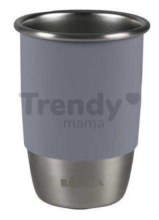 Hrnček pre deti Stainless Steel Learning Cup Click & Drink Pebble Beaba na samostatné pitie z nehrdzavejúcej ocele modro-zelený od 12 mes
