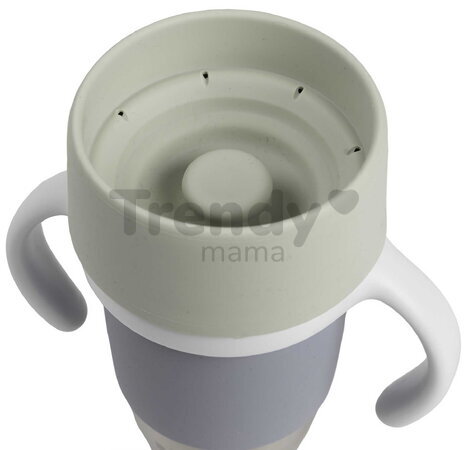 Hrnček pre deti Stainless Steel Learning Cup Click & Drink Pebble Beaba na samostatné pitie z nehrdzavejúcej ocele modro-zelený od 12 mes