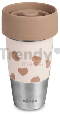 Súprava hrnčekov pre matku a dieťa Mini & Me 2 Stainless Steel Cups Click & Drink BigLove Beaba z nehrdzavejúcej ocele hnedé 2 kusy od 12 mes