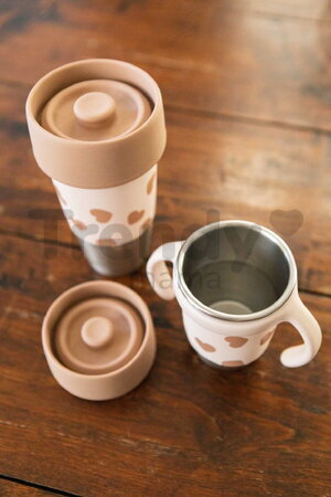 Súprava hrnčekov pre matku a dieťa Mini & Me 2 Stainless Steel Cups Click & Drink BigLove Beaba z nehrdzavejúcej ocele hnedé 2 kusy od 12 mes