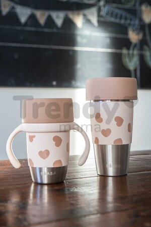 Súprava hrnčekov pre matku a dieťa Mini & Me 2 Stainless Steel Cups Click & Drink BigLove Beaba z nehrdzavejúcej ocele hnedé 2 kusy od 12 mes