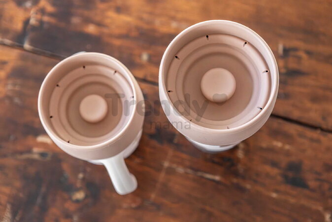 Súprava hrnčekov pre matku a dieťa Mini & Me 2 Stainless Steel Cups Click & Drink BigLove Beaba z nehrdzavejúcej ocele hnedé 2 kusy od 12 mes