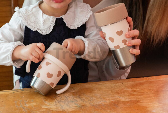 Súprava hrnčekov pre matku a dieťa Mini & Me 2 Stainless Steel Cups Click & Drink BigLove Beaba z nehrdzavejúcej ocele hnedé 2 kusy od 12 mes