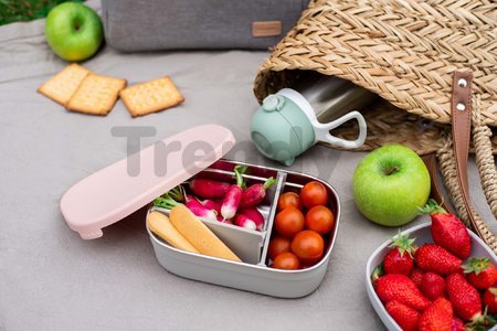 Box na desiatu Stainless Steel Lunch Box Beaba Velvet Grey/Dusty Rose 760 ml z nehrdzavejúcej ocele sivo-ružový