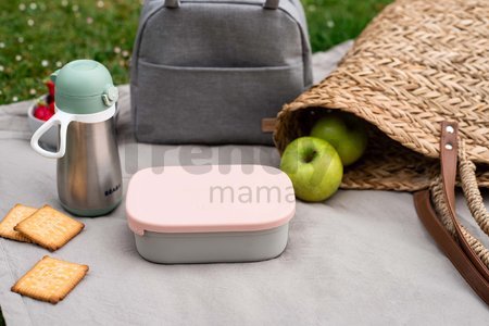 Box na desiatu Stainless Steel Lunch Box Beaba Velvet Grey/Dusty Rose 760 ml z nehrdzavejúcej ocele sivo-ružový