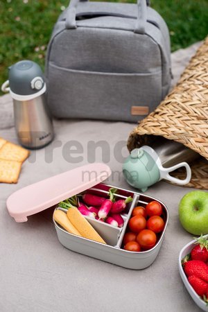 Box na desiatu Stainless Steel Lunch Box Beaba Velvet Grey/Dusty Rose 760 ml z nehrdzavejúcej ocele sivo-ružový