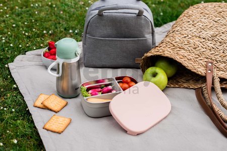 Box na desiatu Stainless Steel Lunch Box Beaba Velvet Grey/Dusty Rose 760 ml z nehrdzavejúcej ocele sivo-ružový