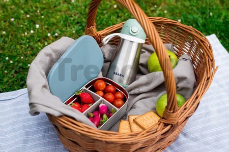 Box na desiatu Stainless Steel Lunch Box Beaba Velvet Grey/Baltic Blue 760 ml z nehrdzavejúcej ocele sivo-modrý