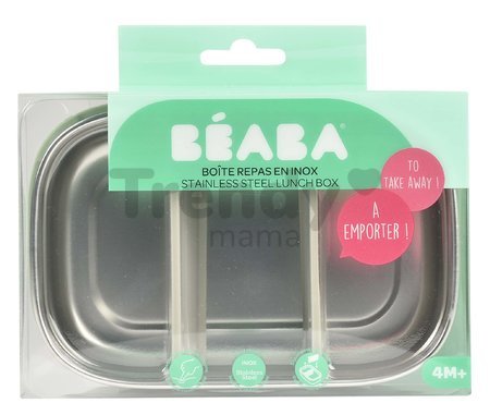 Box na desiatu Stainless Steel Lunch Box Beaba Velvet Grey/Sage Green 760 ml z nehrdzavejúcej ocele sivo-zelený