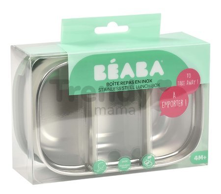 Box na desiatu Stainless Steel Lunch Box Beaba Velvet Grey/Sage Green 760 ml z nehrdzavejúcej ocele sivo-zelený