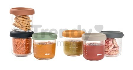 Sada dóz na jedlo Beaba Sunrise Color Mix 250 ml 6 kusov z kvalitného skla