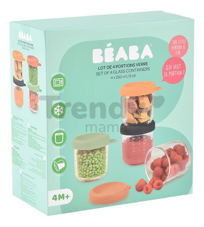 Sada dóz na jedlo Sunrise Color Mix Beaba 250 ml 4 kusy z kvalitného skla