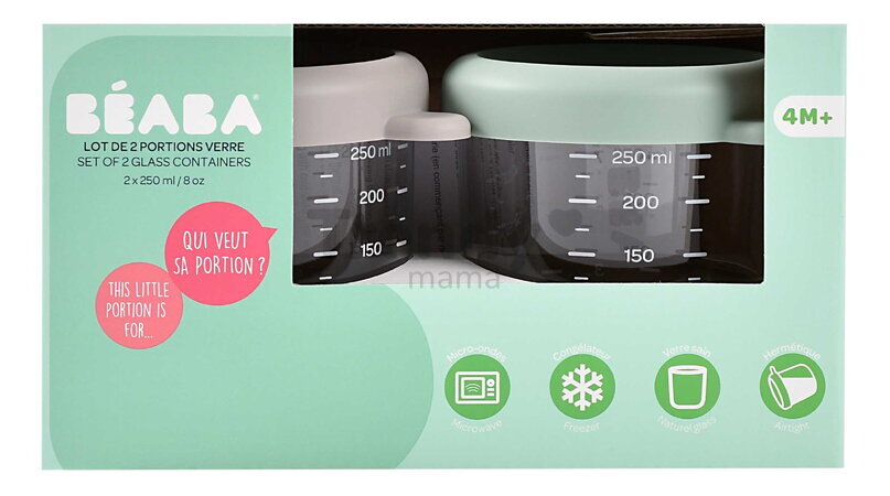 Sada dóz na jedlo Sage Green Gazelle Beaba 250 ml 2 kusy z kvalitného skla