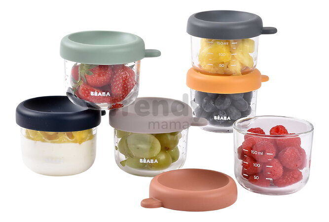 Sada dóz na jedlo Sunrise Color Mix Beaba 150 ml 6 kusov z kvalitného skla