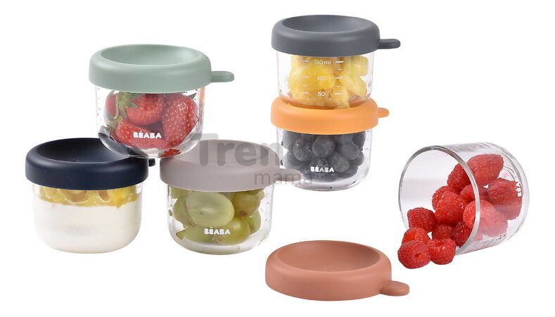 Sada dóz na jedlo Sunrise Color Mix Beaba 150 ml 6 kusov z kvalitného skla
