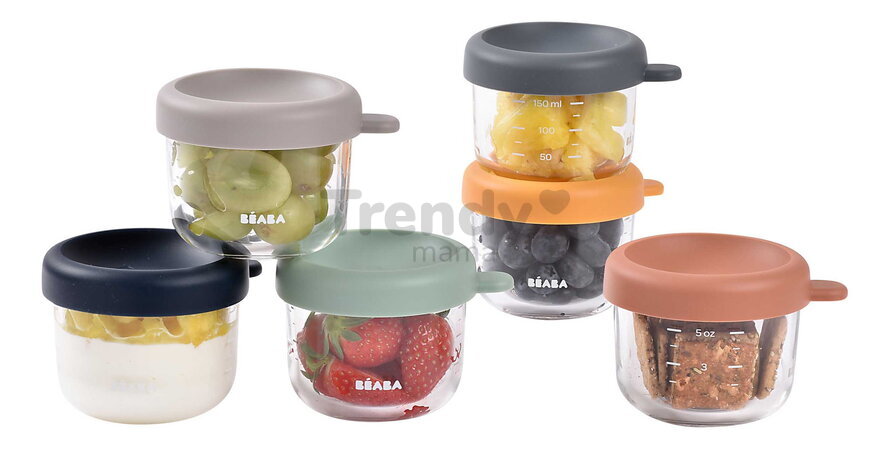 Sada dóz na jedlo Sunrise Color Mix Beaba 150 ml 6 kusov z kvalitného skla