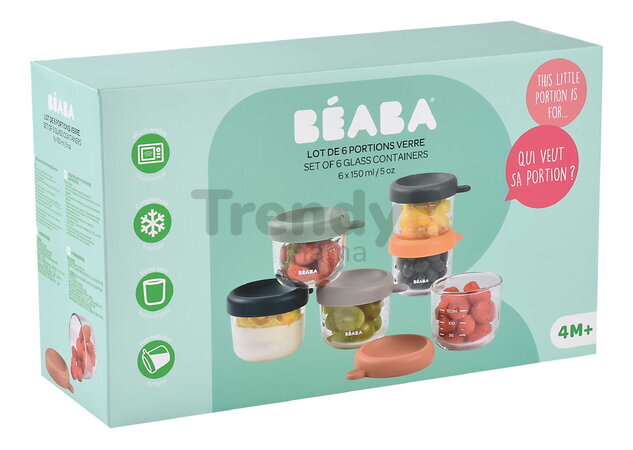 Sada dóz na jedlo Sunrise Color Mix Beaba 150 ml 6 kusov z kvalitného skla