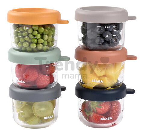 Sada dóz na jedlo Sunrise Color Mix Beaba 150 ml 6 kusov z kvalitného skla